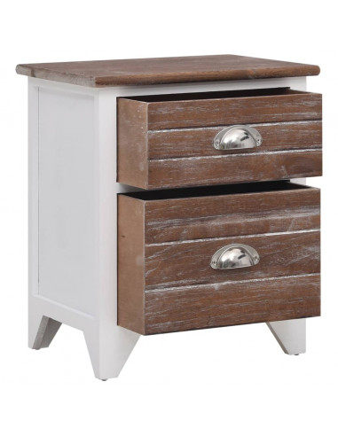 Comodini Set 2 pz con 2 Cassetti Marrone e Bianco