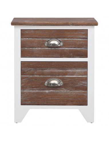 Comodini Set 2 pz con 2 Cassetti Marrone e Bianco