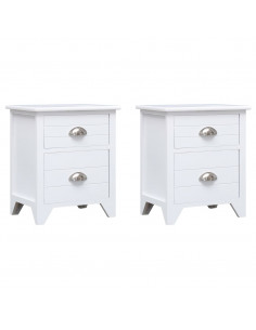 Set Comodini 2 pz con 2 Cassetti Bianchi 2