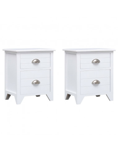 Set Comodini 2 pz con 2 Cassetti Bianchi