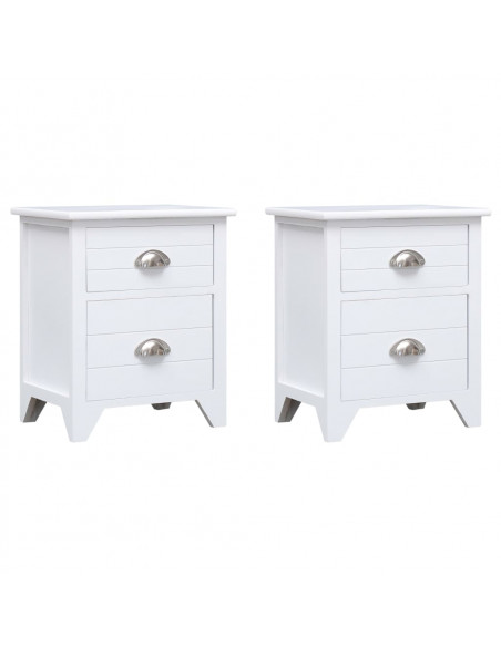 Set Comodini 2 pz con 2 Cassetti Bianchi