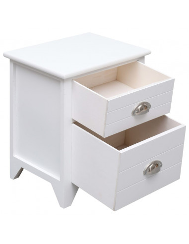 Set Comodini 2 pz con 2 Cassetti Bianchi