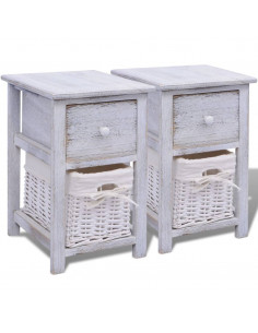 Comodino da Notte Set 2 pz in Legno Bianco 2