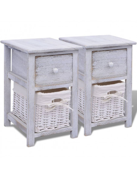 Comodino da Notte Set 2 pz in Legno Bianco
