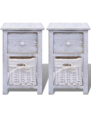 Comodino da Notte Set 2 pz in Legno Bianco