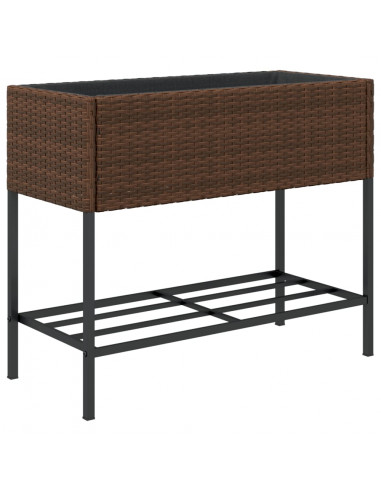 Fioriere Giardino con Ripiani 2pz Marroni 90x40x75cm Polyrattan