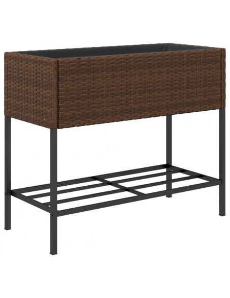 Fioriere Giardino con Ripiani 2pz Marroni 90x40x75cm Polyrattan