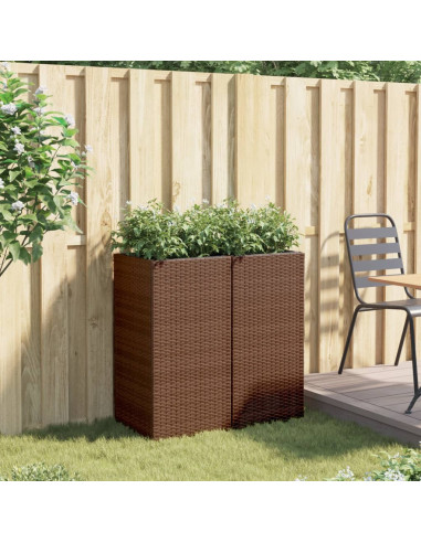 Fioriere da Giardino 2 pz Marrone 40x40x80 cm in Polyrattan