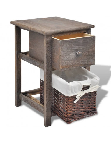 Comodino da Notte in Legno Marrone