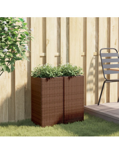 Fioriere da Giardino 2 pz Marrone 30x30x60 cm in Polyrattan