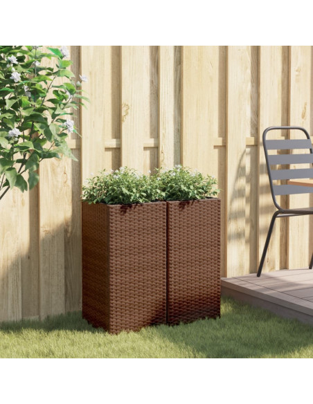 Fioriere da Giardino 2 pz Marrone 30x30x60 cm in Polyrattan