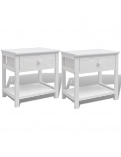 Comodini 2 pezzi Bianchi in Legno 2