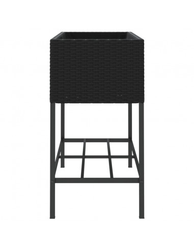 Fioriere da Giardino con Ripiani 2pz Nere 90x40x75cm Polyrattan