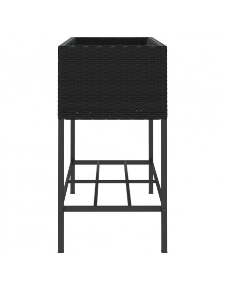 Fioriere da Giardino con Ripiani 2pz Nere 90x40x75cm Polyrattan