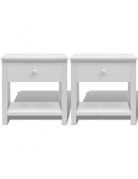 Comodini 2 pezzi Bianchi in Legno