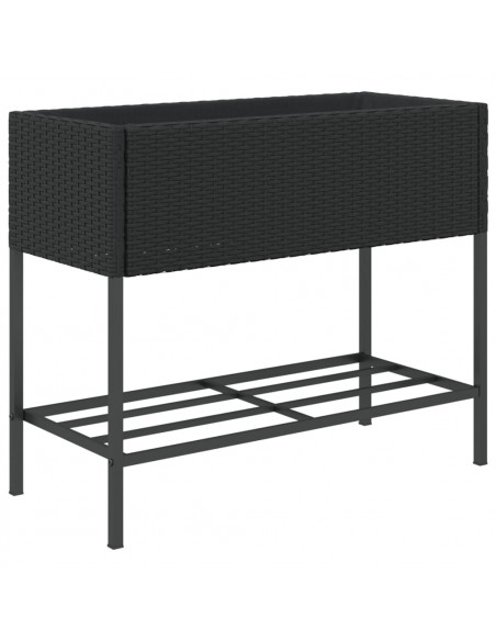 Fioriere da Giardino con Ripiani 2pz Nere 90x40x75cm Polyrattan