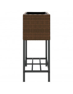 Fioriere Giardino con Ripiani 2pz Marroni 70x28x70cm Polyrattan 2