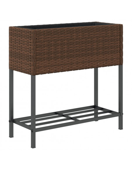Fioriere Giardino con Ripiani 2pz Marroni 70x28x70cm Polyrattan