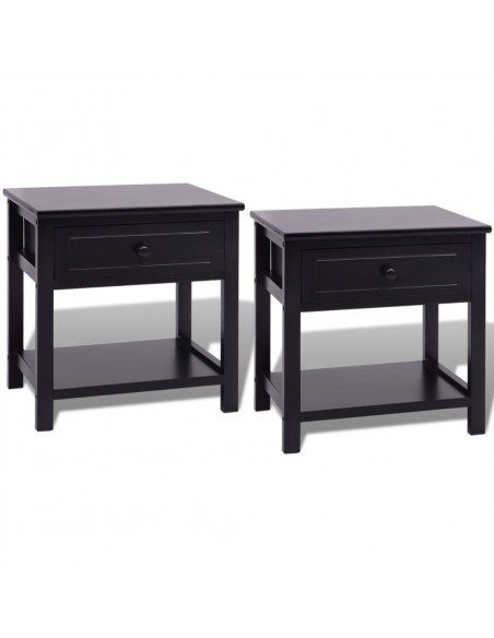 Comodini 2 pz in Legno Neri
