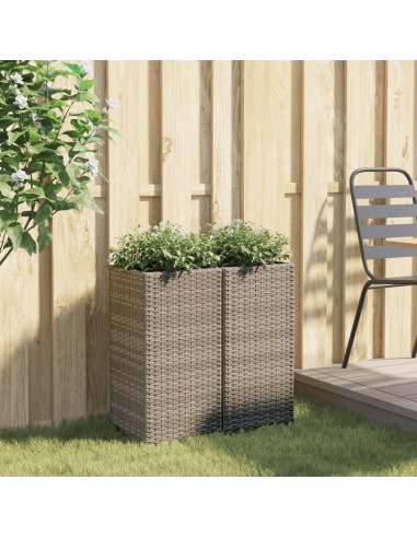 Fioriere da Giardino 2 pz Grigie 30x30x60 cm in Polyrattan