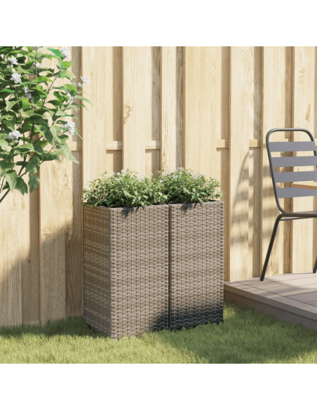 Fioriere da Giardino 2 pz Grigie 30x30x60 cm in Polyrattan