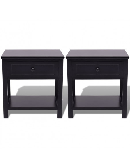 Comodini 2 pz in Legno Neri