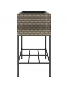 Fioriere Giardino con Ripiani 2pz Grigie 90x40x75cm Polyrattan 2