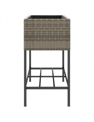 Fioriere Giardino con Ripiani 2pz Grigie 90x40x75cm Polyrattan