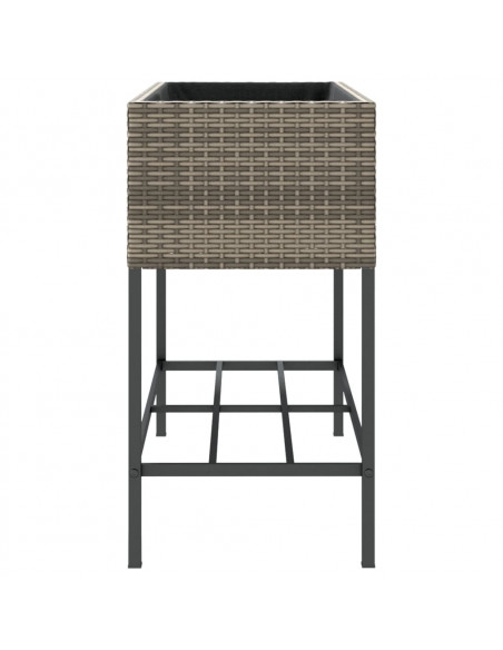 Fioriere Giardino con Ripiani 2pz Grigie 90x40x75cm Polyrattan