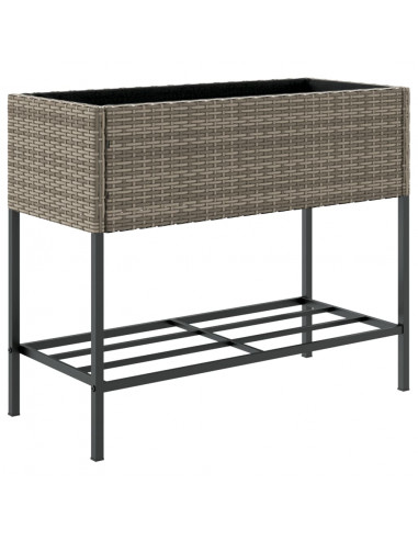 Fioriere Giardino con Ripiani 2pz Grigie 90x40x75cm Polyrattan