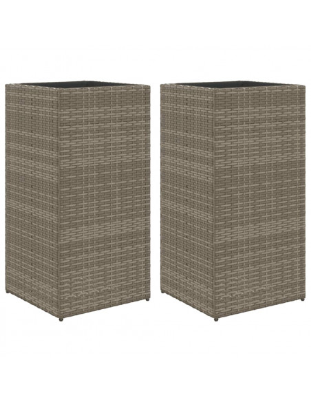 Fioriere da Giardino 2 pz Grigie 40x40x80 cm in Polyrattan