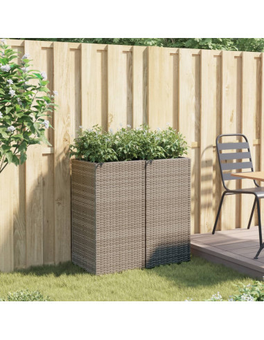Fioriere da Giardino 2 pz Grigie 40x40x80 cm in Polyrattan