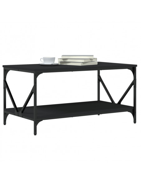 Tavolino da Salotto Nero 90x50x45 cm in Legno Multistrato