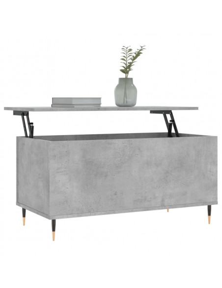 Tavolino Salotto Grigio Cemento 90x44,5x45 cm Legno Multistrato