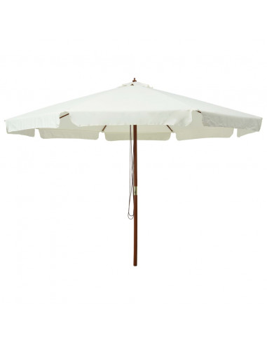 Ombrellone da Esterni con Palo in Legno 330 cm Bianco Sabbia