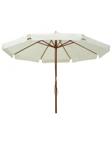Ombrellone da Esterni con Palo in Legno 330 cm Bianco Sabbia