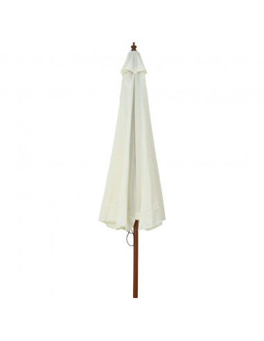 Ombrellone da Esterni con Palo in Legno 330 cm Bianco Sabbia