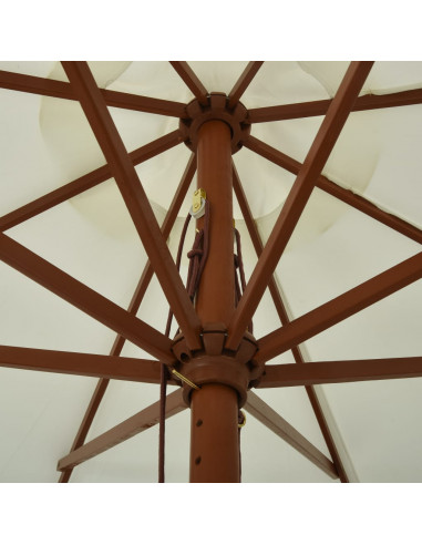 Ombrellone da Esterni con Palo in Legno 330 cm Bianco Sabbia