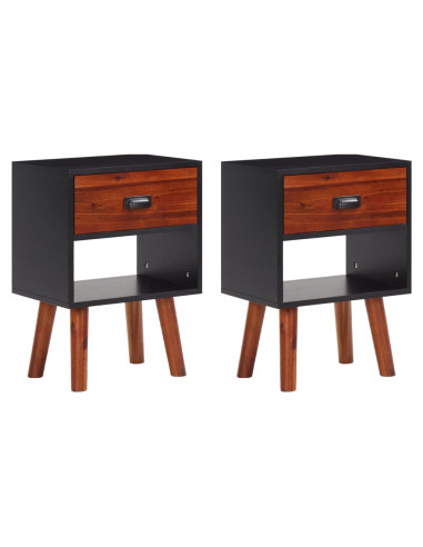 Comodini 2 pz in Legno Massello di Acacia 40x30x57 cm