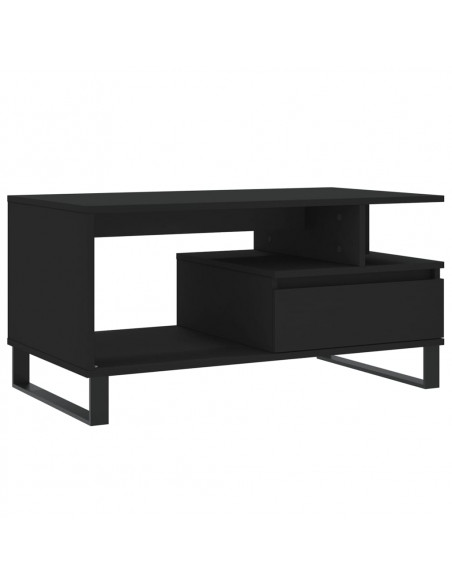 Tavolino da Salotto Nero 90x49x45 cm in Legno Multistrato