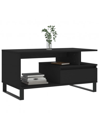 Tavolino da Salotto Nero 90x49x45 cm in Legno Multistrato