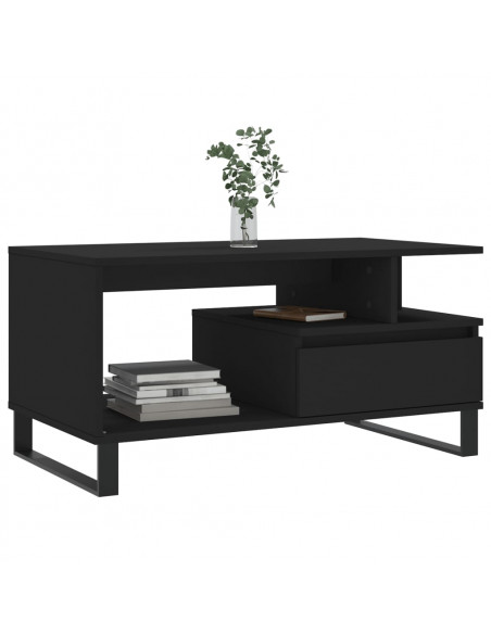 Tavolino da Salotto Nero 90x49x45 cm in Legno Multistrato