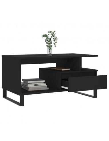 Tavolino da Salotto Nero 90x49x45 cm in Legno Multistrato