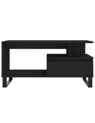 Tavolino da Salotto Nero 90x49x45 cm in Legno Multistrato