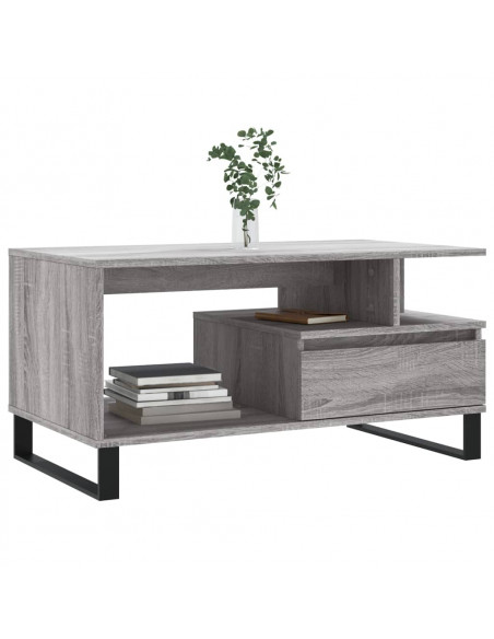 Tavolino da Salotto Grigio Sonoma 90x49x45 cm Legno Multistrato