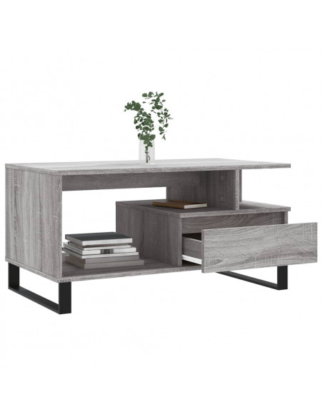 Tavolino da Salotto Grigio Sonoma 90x49x45 cm Legno Multistrato