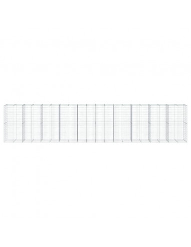 Cesto Gabbione con Copertura 1000x100x200 cm in Ferro Zincato