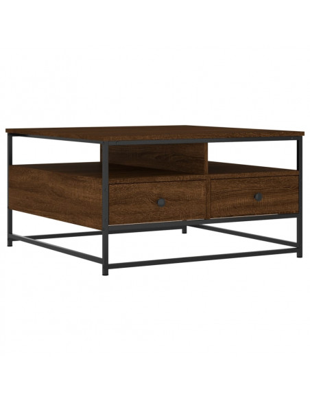 Tavolino da Salotto Rovere Marrone 80x80x45cm Legno Multistrato