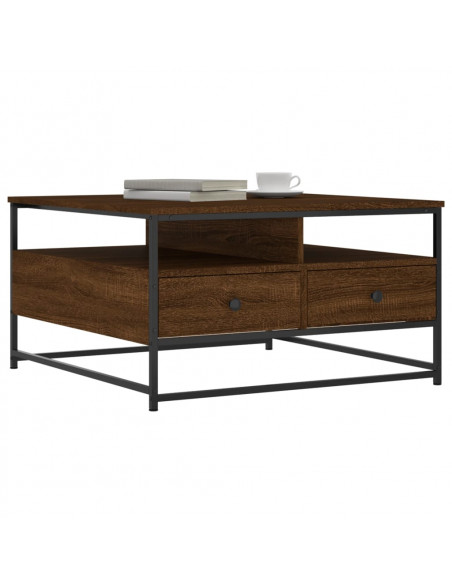 Tavolino da Salotto Rovere Marrone 80x80x45cm Legno Multistrato