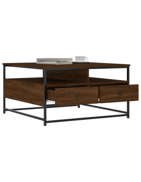 Tavolino da Salotto Rovere Marrone 80x80x45cm Legno Multistrato